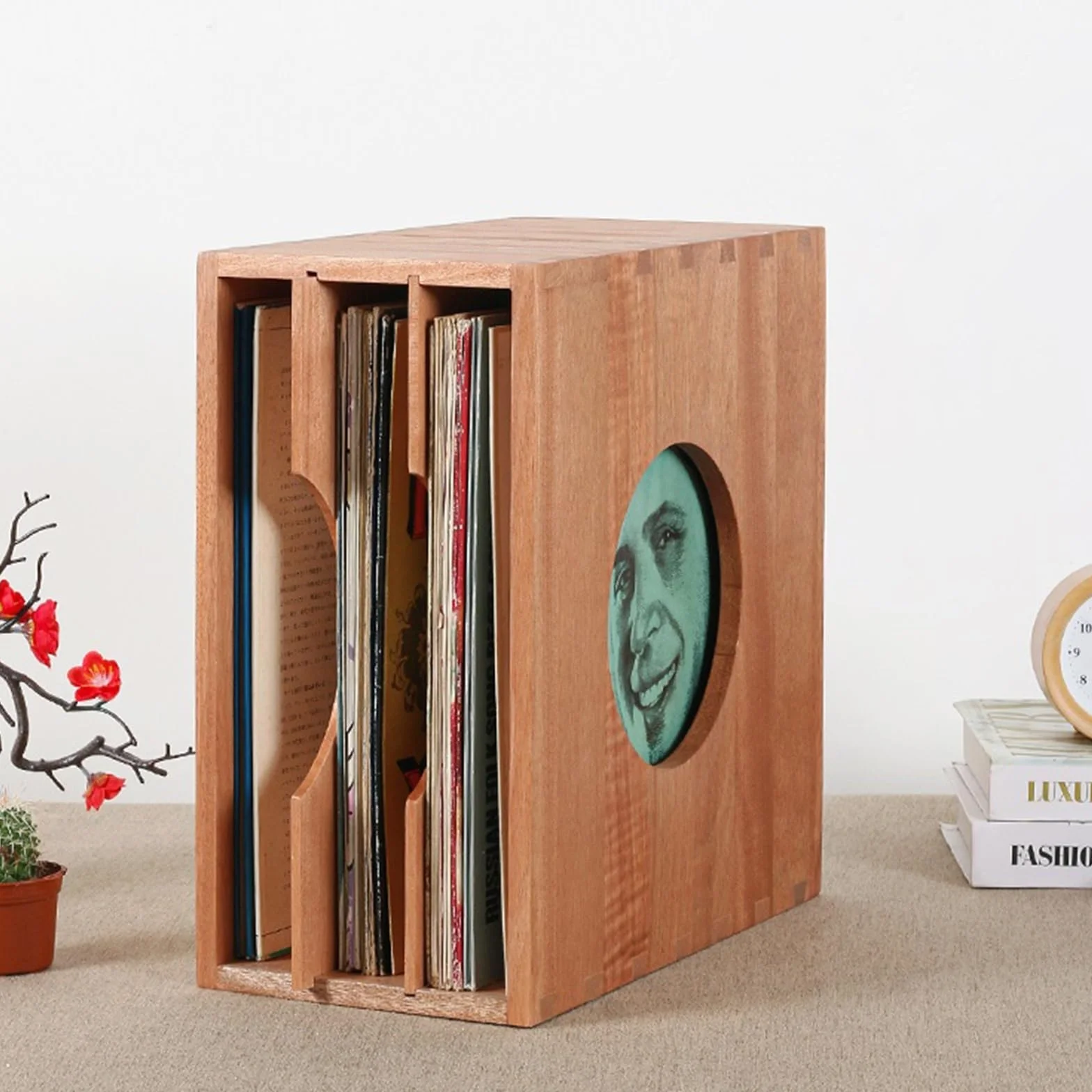 archiviazione dei record Scatola for raccolta CD in legno massello for portadischi in vinile centro di intrattenimento