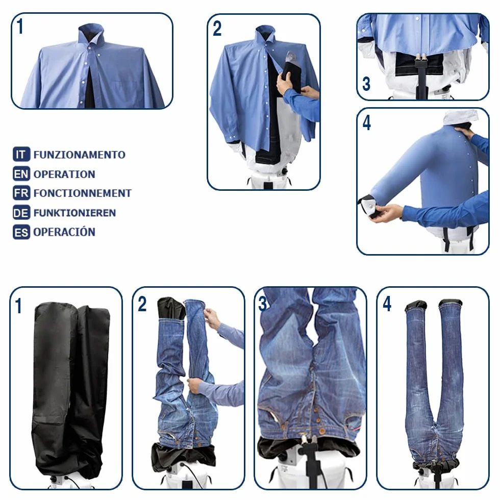 EOLO Stirasciugatrice SA05 SP ECO Stira Asciuga Camicie Camicette Pantaloni Stiro Facile Manichino Ferro Verticale Stiratrice Supporto 5 Ruote 3 Programmi Made in Italy Garanzia 5 Anni Efficienza A++
