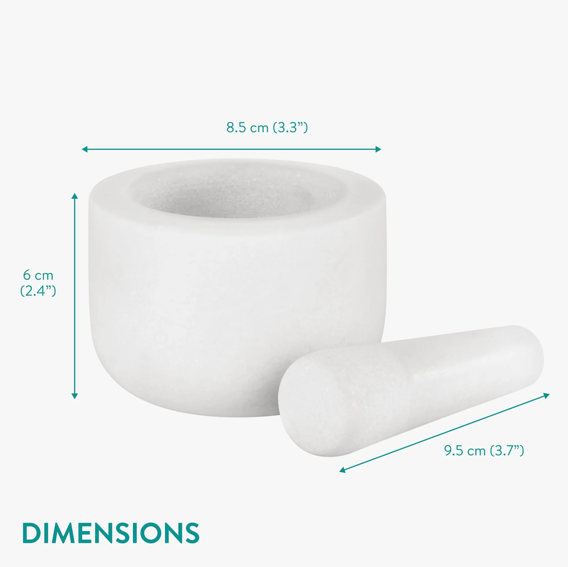 Navaris Mortaio con Pestello Marmo Bianco - Macina Spezie Manuale - Set Preparazione per Pesto e Salse - Utensili da Cucina - Ciotola Ø 8,5cm - Piedini Antiscivolo - Home Decor