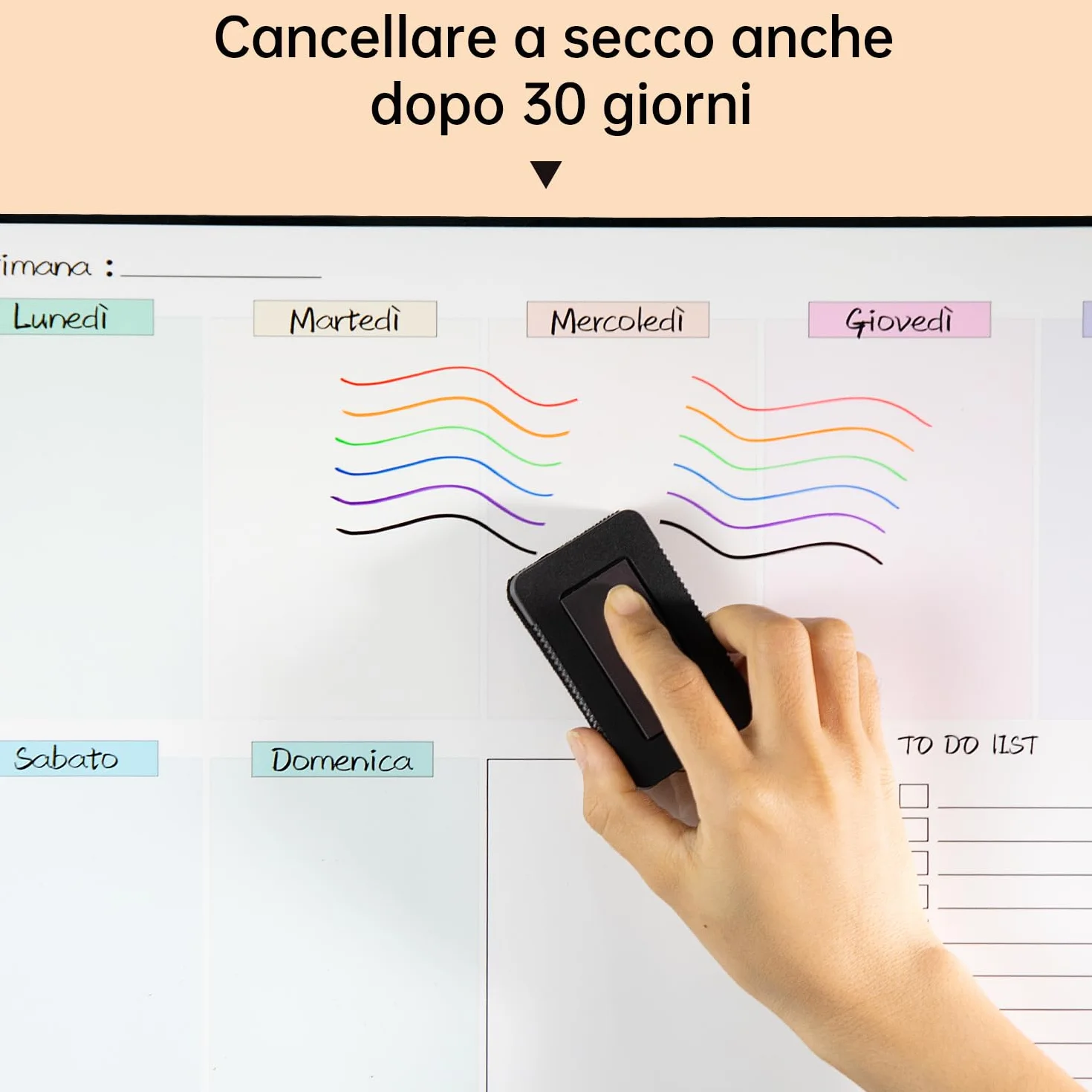MCCORL Lavagna Settimanale Magnetica Frigo, Calendario Famiglia magnetico, To Do List,Planning Settimanale Cancellabile per Cucina 42×28cm -in italiano