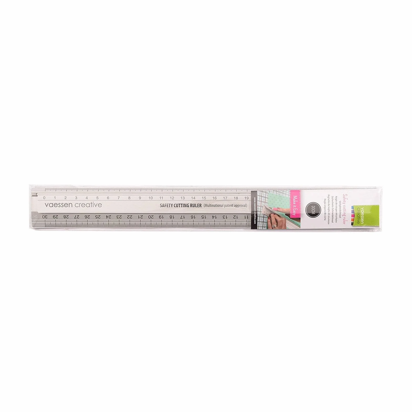 Vaessen Creative Metal Safety Ruler 30 cm Aluminum Non-Slip Cutting Guide