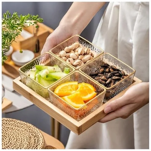 Vassoio da portata diviso – C Square ack & Fruit Platter Portable Sto Box Cartments rimovibile per un facile servizio & nizat perfetto per feste riunioni ed eventi