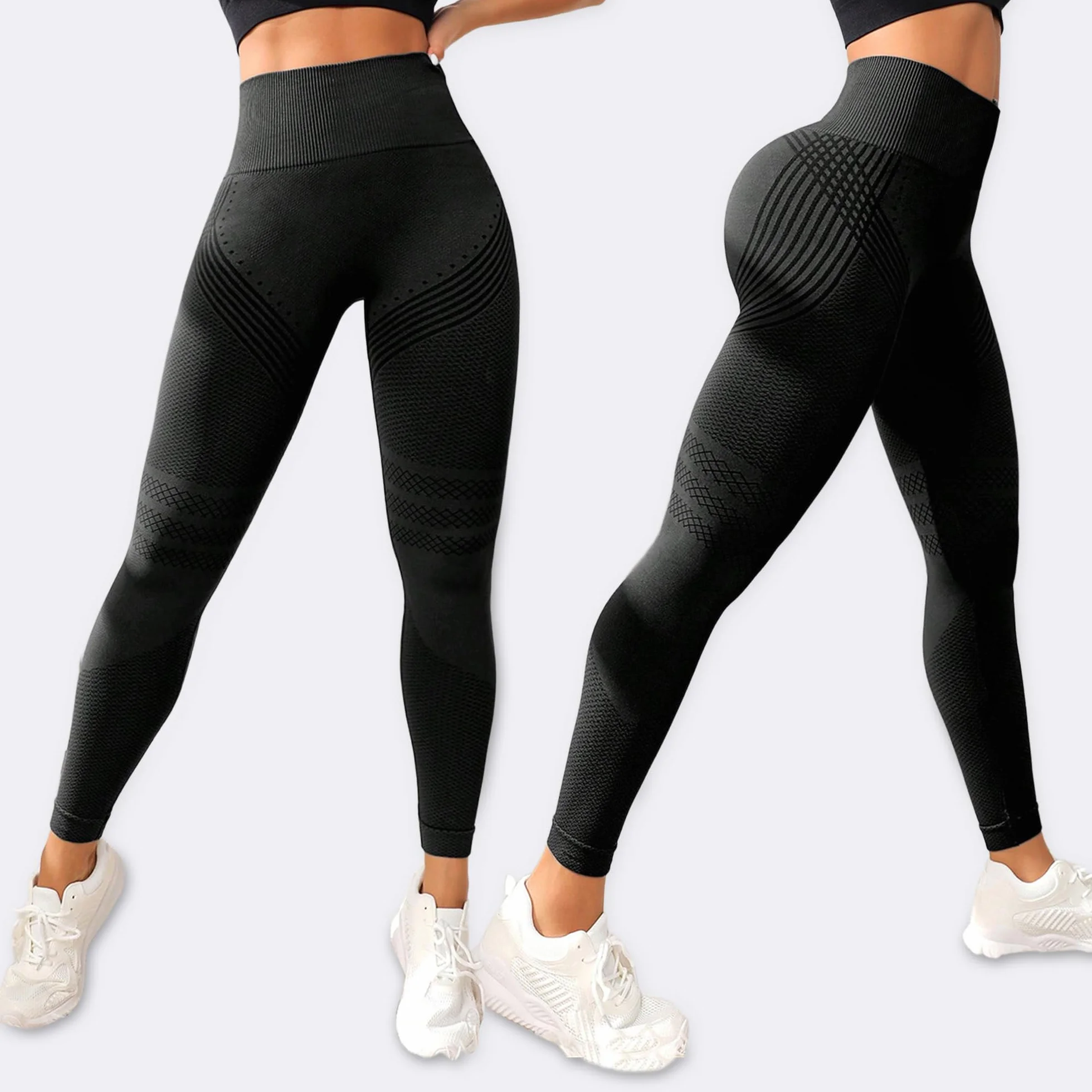 Leggins Anticellulite Donna Compressione Push Up Vita Alta Opachi Yoga Fitness