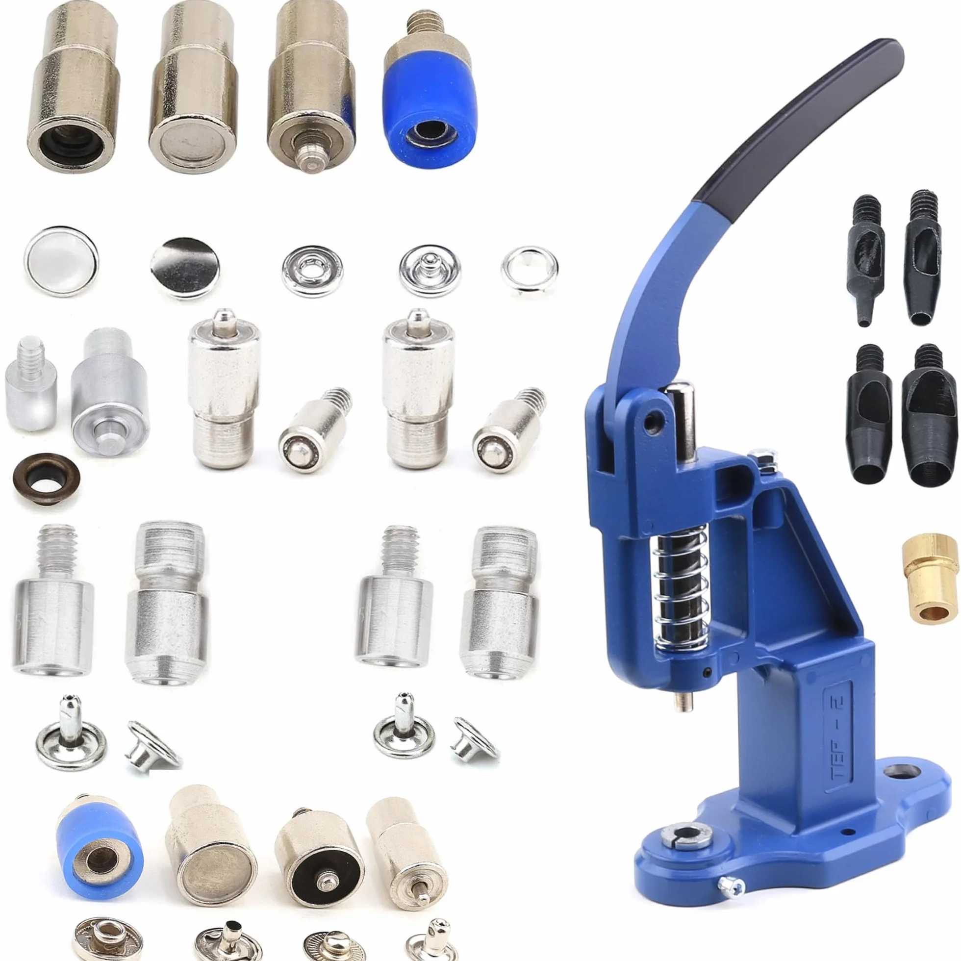 Set di macchine a pressione manuale DIE-SET-10 con fustelle per bottoni a pressione, occhielli, rivetti