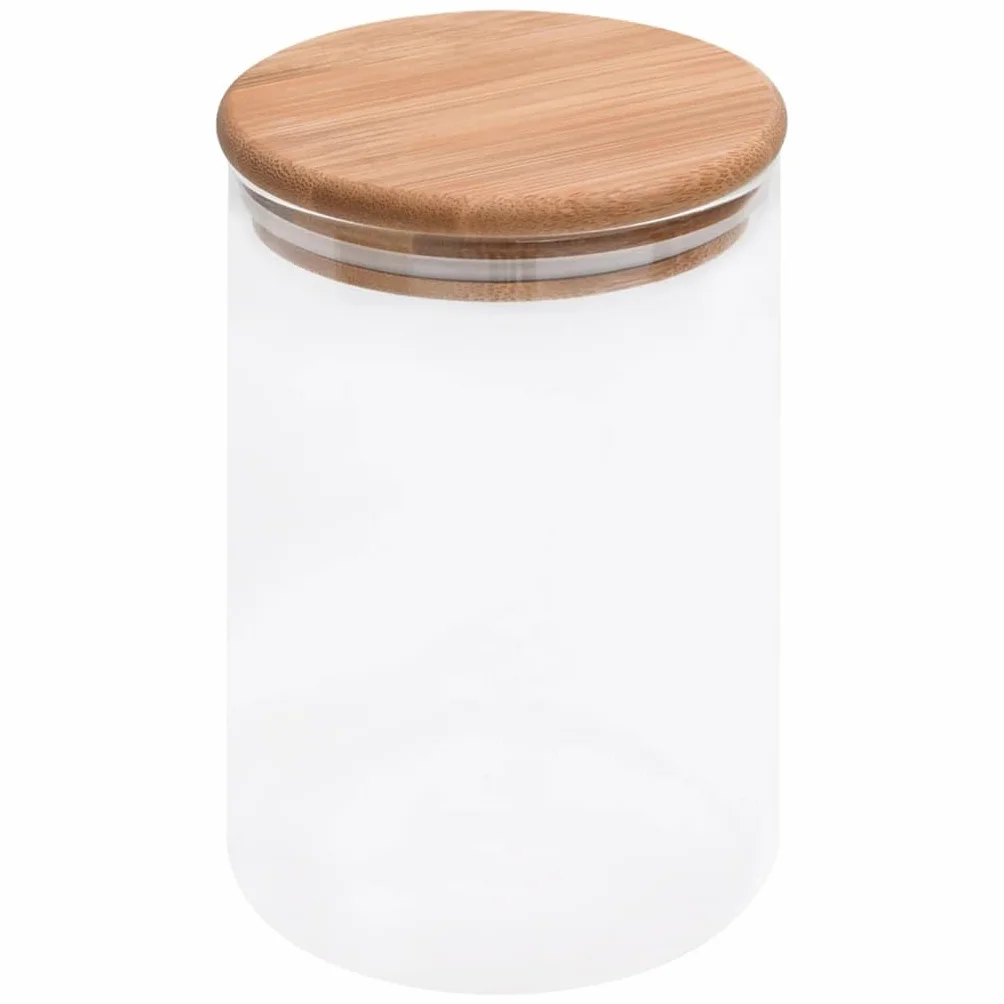 Mangloder Barattoli con coperchio in bambù, 4 pezzi, 800 ml, trasparenti, ermetici, impilabili, per biscotti, pasticcini, biscotti, stoccaggio, organizzazione della cucina e della sala da pranzo
