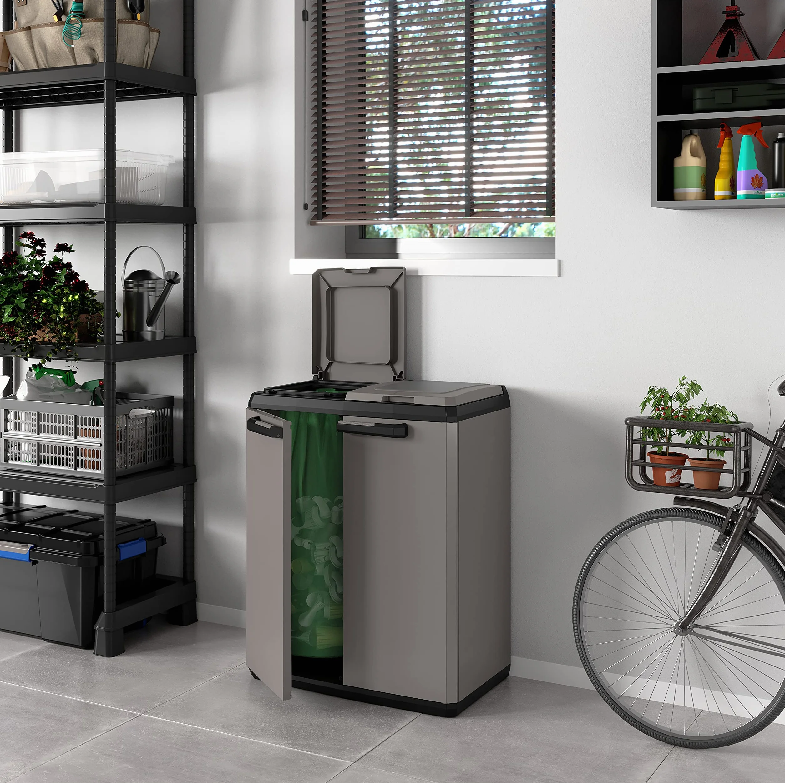 Keter 9736000 Split Cabinet Recycling Basic 68 x 39 x 85 H, Grigio, 68x39x85 cm