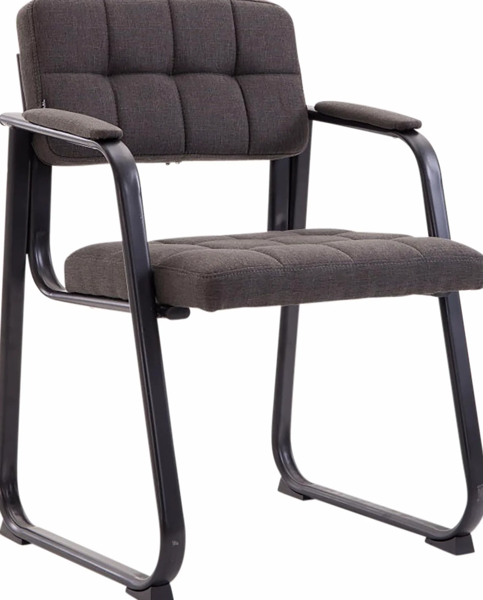 CLP Sedia con braccioli Canada B, sedia visitatore imbottita, struttura in metallo nero opaco, sedia da conferenza, sedia sala d attesa tessuto, Colore:grigio scuro