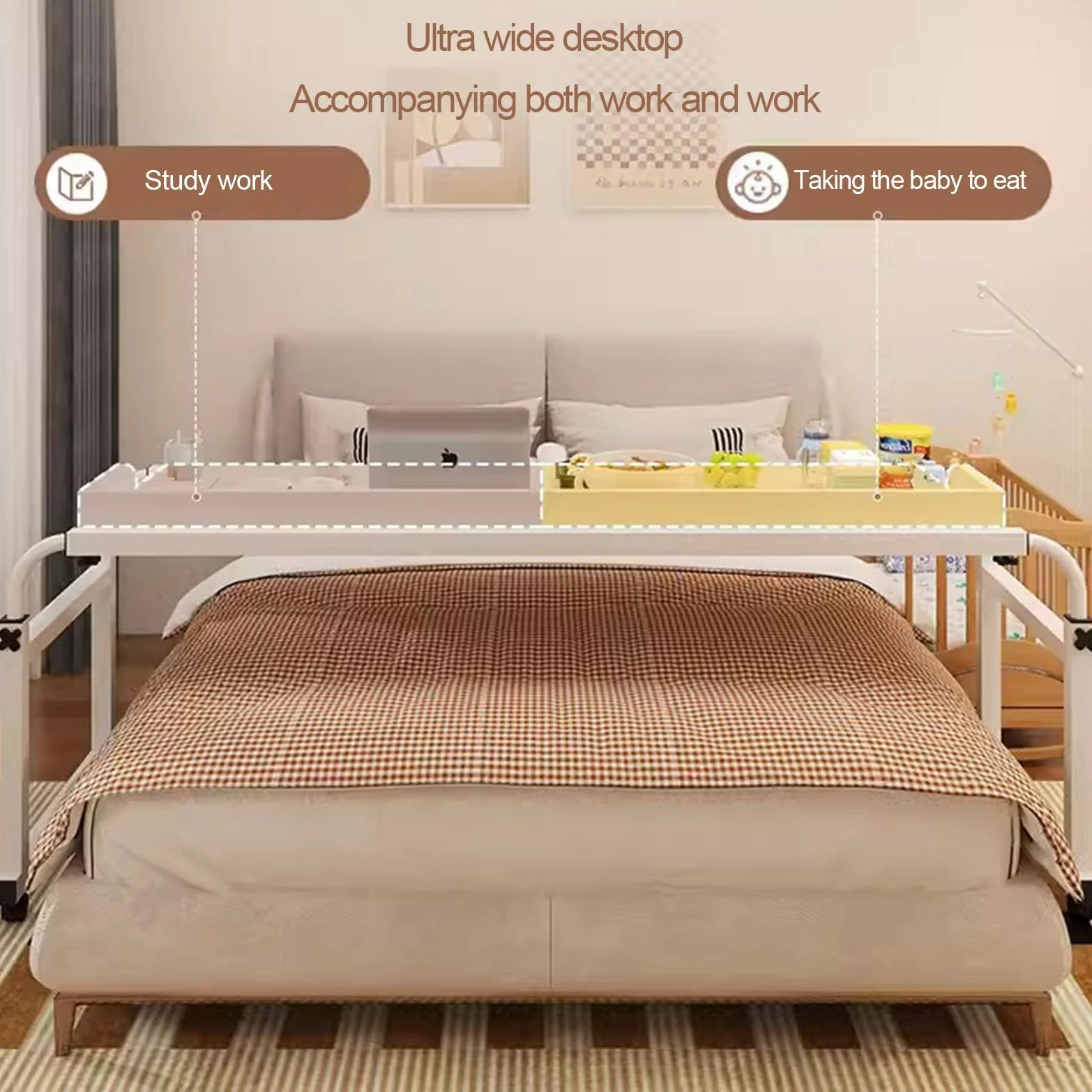 Tavolino A Croce,Alimenti Scrivania Tavolo Medico Con Rotelle Per Banco Da Lavoro Mobile Per Laptop Tavolino Da Letto Mobile Lunghezza E Altezza Regolabili Del Desktop Scrivania Portaogg(Color:black)