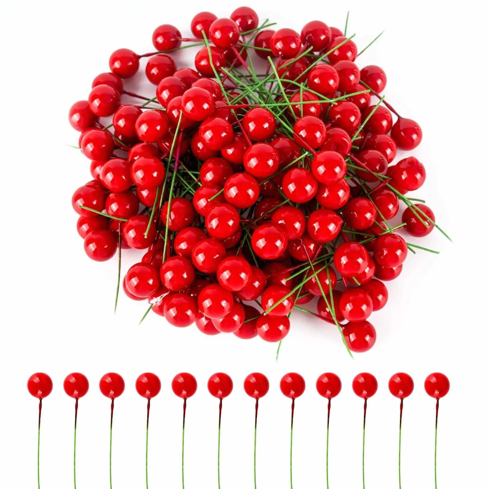 150 pezzi bacche rosse natalizie decorazione mini palla artificiale agrifoglio ghirlanda ornamenti