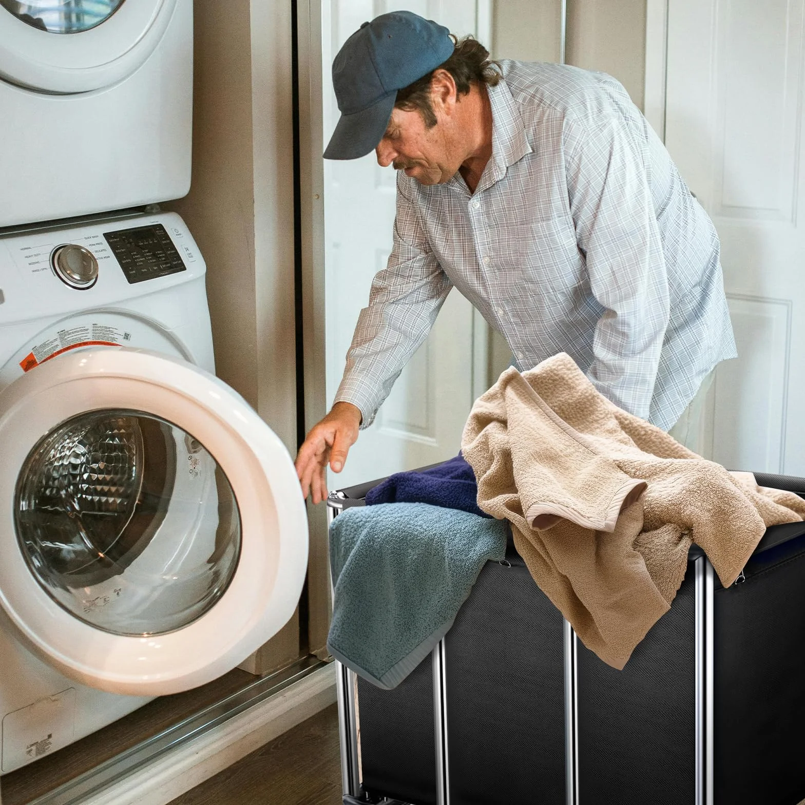 Carrello portabiancheria commerciale, grande 400 litri con tela impermeabile rimovibile, cesto portabiancheria in acciaio inossidabile resistente con ruote per hotel e ospedale, carico di 199,6 kg