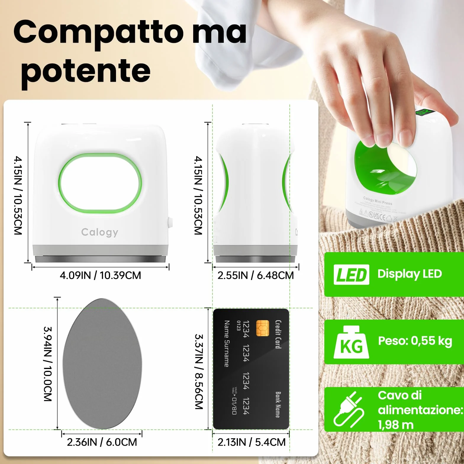 Calogy Mini macchina della pressa, Plotter di trasferimento 4 livelli di temperatura max 210℃ riscaldamento rapido precisione stampa ferro per magliette, polsini, scarpe, tazze e bricolage
