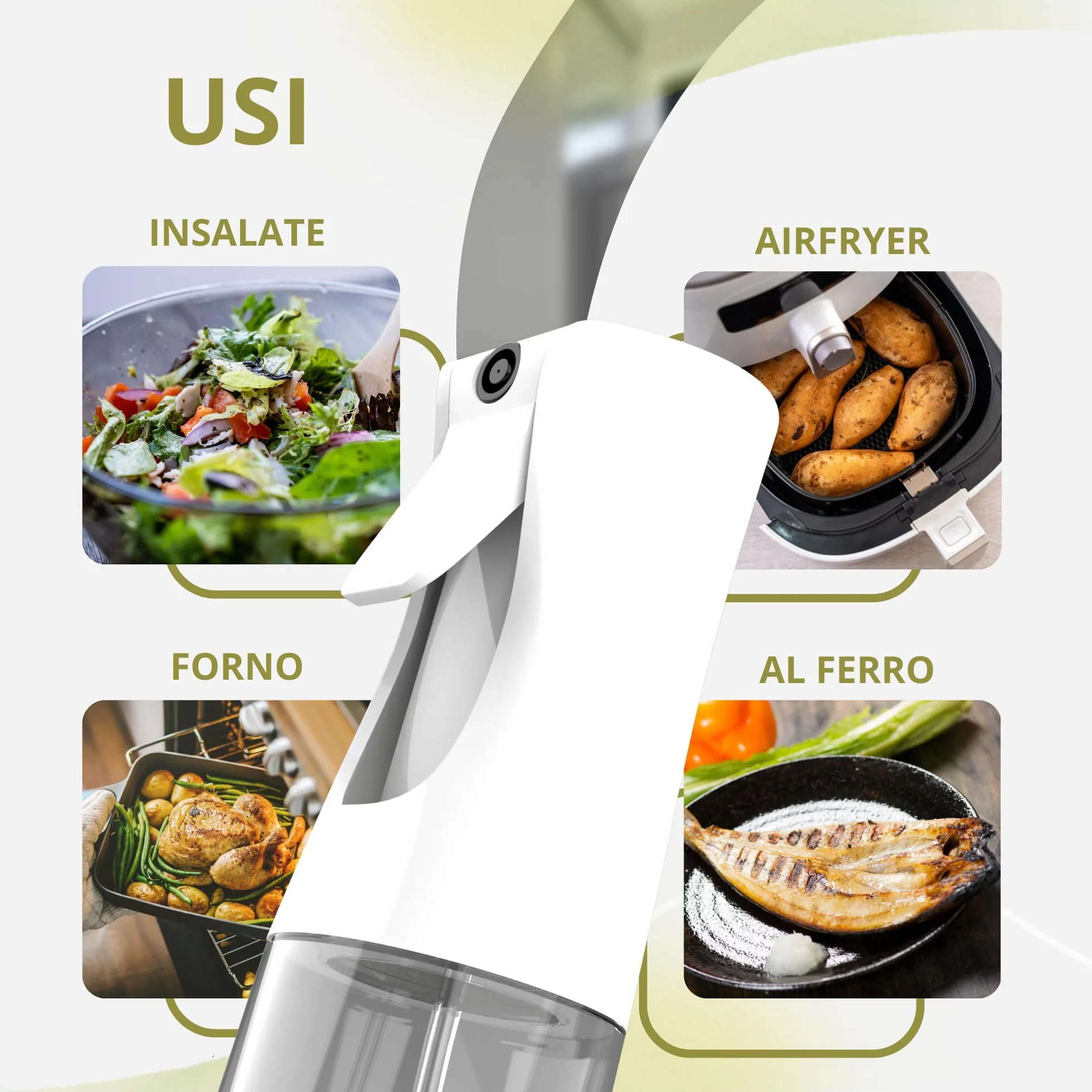 Spruzzino Olio per Friggitrice Aria 300ML 2 Pezzi Nebulizzatore Senza BPA Vaporizzatore da Cucina