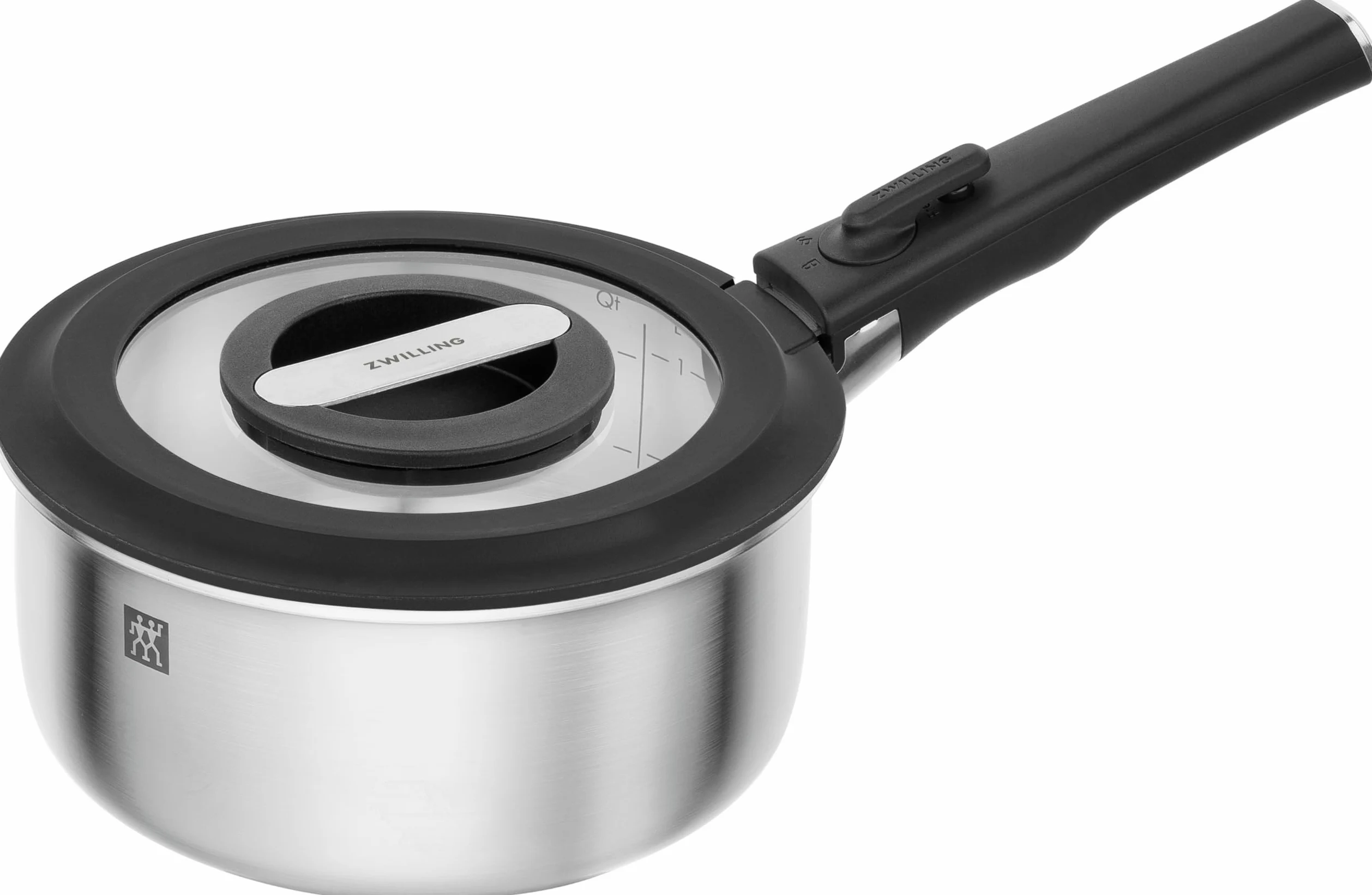 ZWILLING Unlock Set di 5 pentole (pentola 20 cm + 16 cm, manico rimovibile, 2 coperchi in vetro), impilabile, in acciaio Inox, per tutti i tipi di piano cottura, adatto a induzione