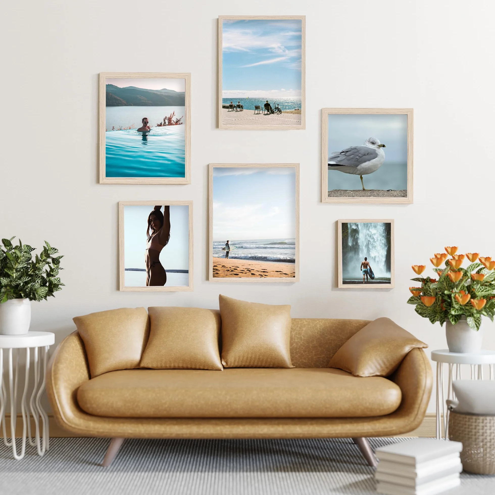 Cornice portafoto in legno da 10 x 15 cm, con cornice in vetro acrilico, set da 4 pezzi, per certificati, foto, poster, puzzle