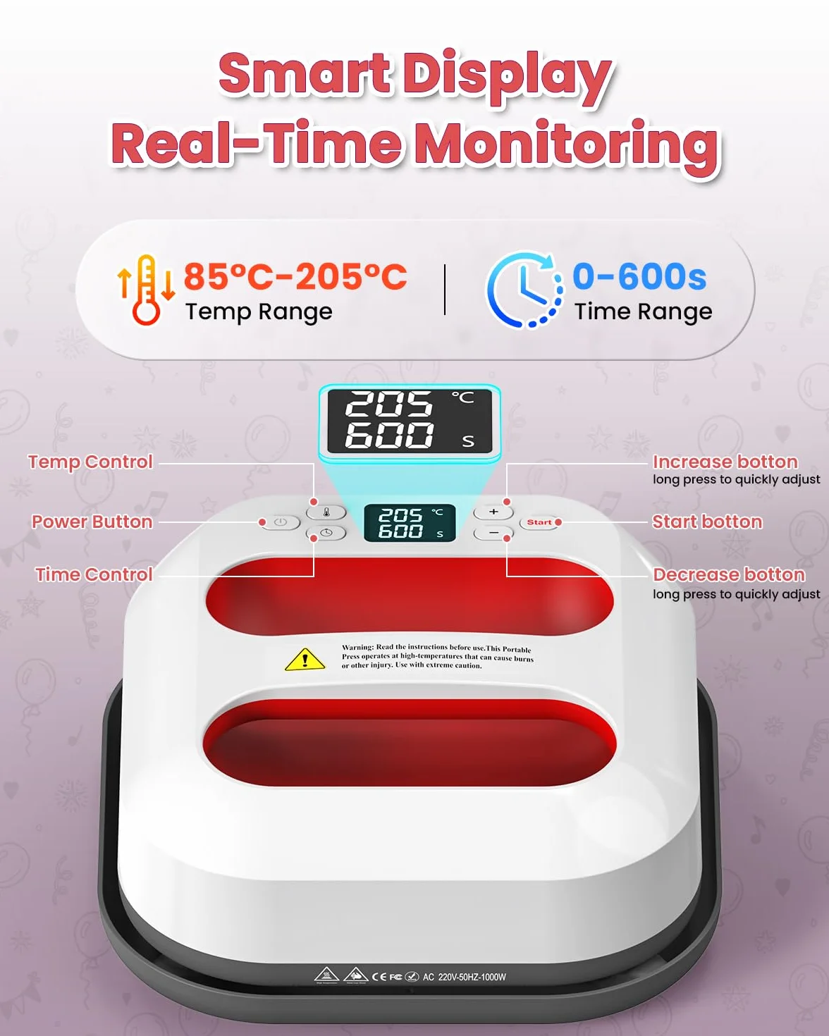 Pressa a Caldo per Magliette 22.8cmx22.8cm Portatile Termopressa Heat Press Machine per T-Shirt Trasferimento Termico