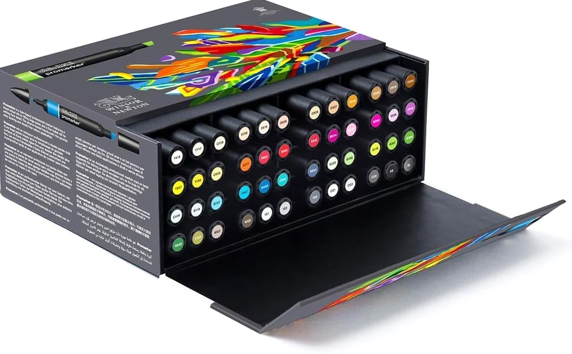 PROMARKER SET 48 WINSOR&NEWTON ESSENTIAL COLLECTION PENNARELLI DOPPIA PUNTA LETRASET PANTONI + CARTELLA COLORI IN OMAGGIO!!