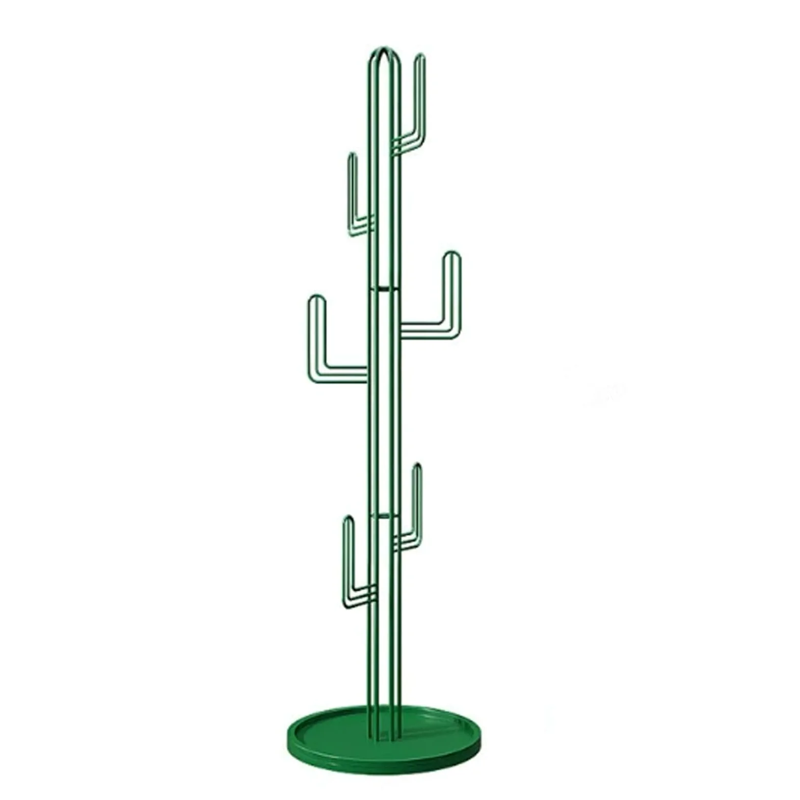 Appendiabiti da terra Cactus, appendiabiti da terra con base rotonda stabile, 6 ganci, for soggiorno, camera da letto, ufficio(Groen)