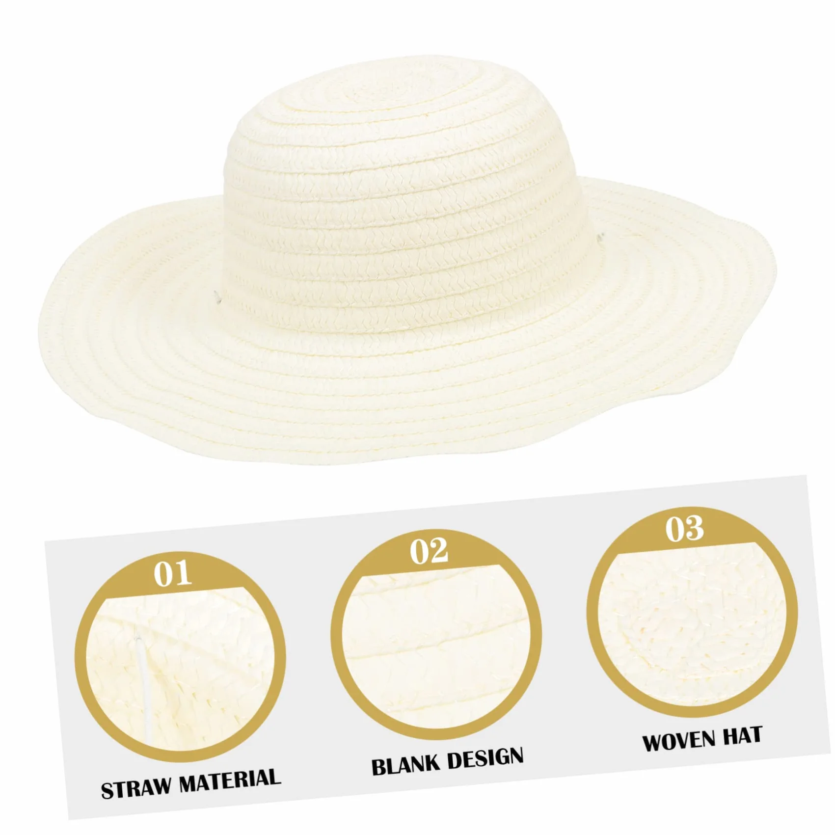 COHEALI Set 6 Cappelli di Paglia Beige per Ragazzo Ragazza, Design Bianco Vuoto, Leggeri e Adatti al Fai da Te, per Attività Creative di Graffiti