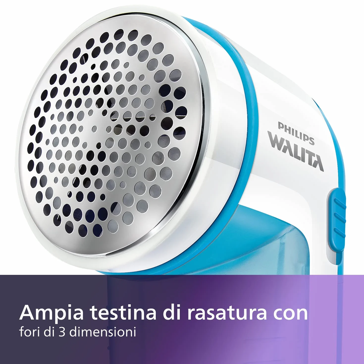 Philips Leva Pelucchi – Rimuove Pelucchi da Tutti i Tessuti, Lama Veloce 8800 Giri/min, Ampia Superficie di Rasatura, Rete a 3 Fori, Contenitore Removibile (GC026/00)