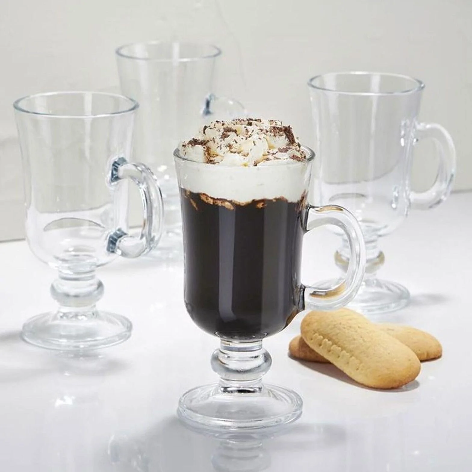 Irishcoff Pasabahce Calice in Vetro Irishcoffee con Manico, Trasparente, 12 Pezzi
