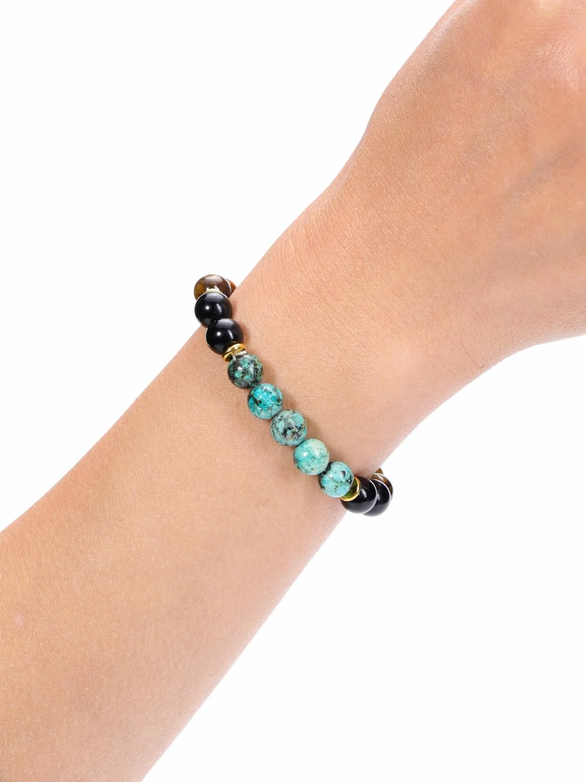 Jovivi Mala 108 Grani Collana Rosaria Tibetana in Pietre Naturali con Nappa Bracciale con Perline Cristalli Elastico per Donna Uomo Parure Preghiera 108 Perline Buddista Turchese Occhio di Tigre