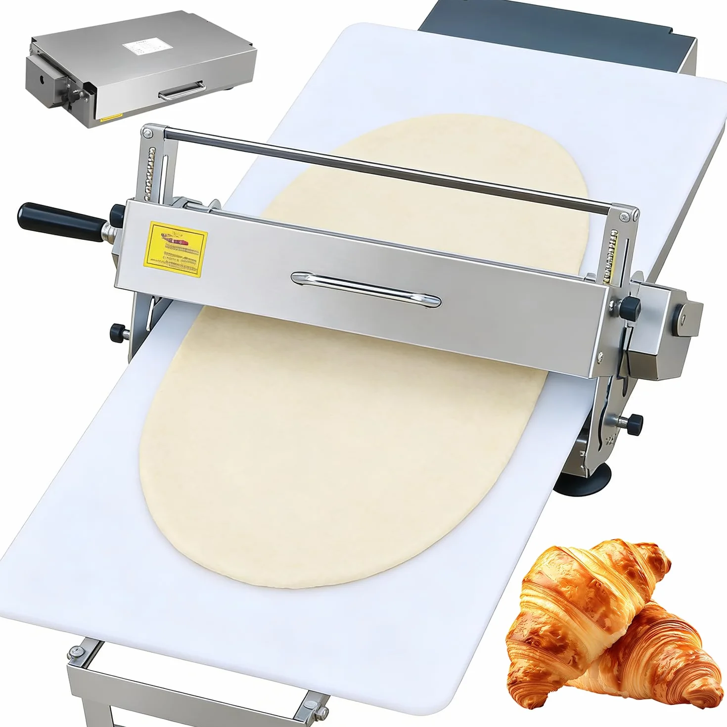 Sfogliatrice Pieghevole Professionale per Pasta Sfoglia e Croissant Laminatrice Compatta Acciaio Inox Large