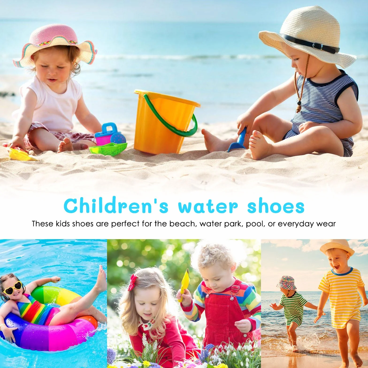 Tolaler Scarpe Mare Scoglio Bambino, Scarpe da Acqua Antiscivolo con Suola Ispessita per Bambini Ragazze Ragazzi