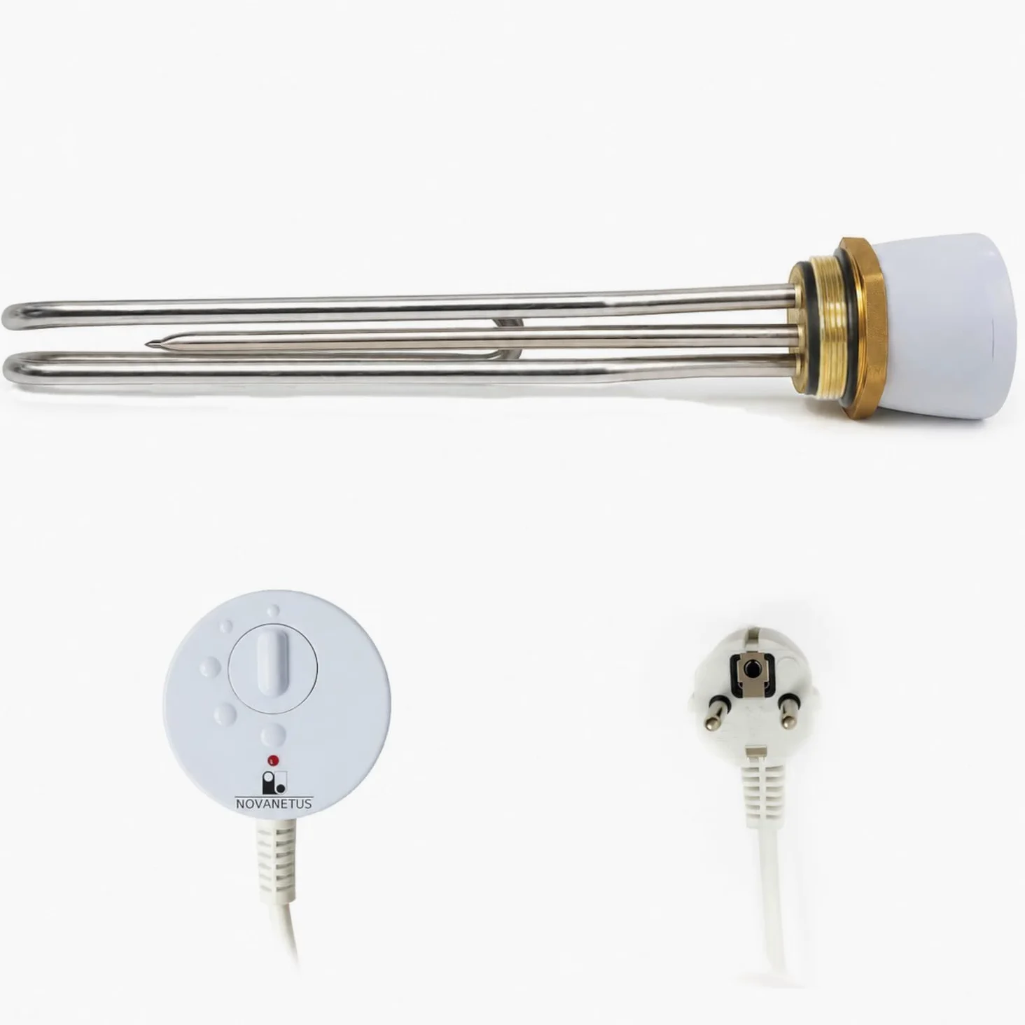 GEBN 6/4" 3kW 3000W 230V Riscaldatore ad Immersione Resistenza a Cartuccia per Caldaia Bollitore per Accumulo Acqua Calda INOX e Smaltato con Termostato
