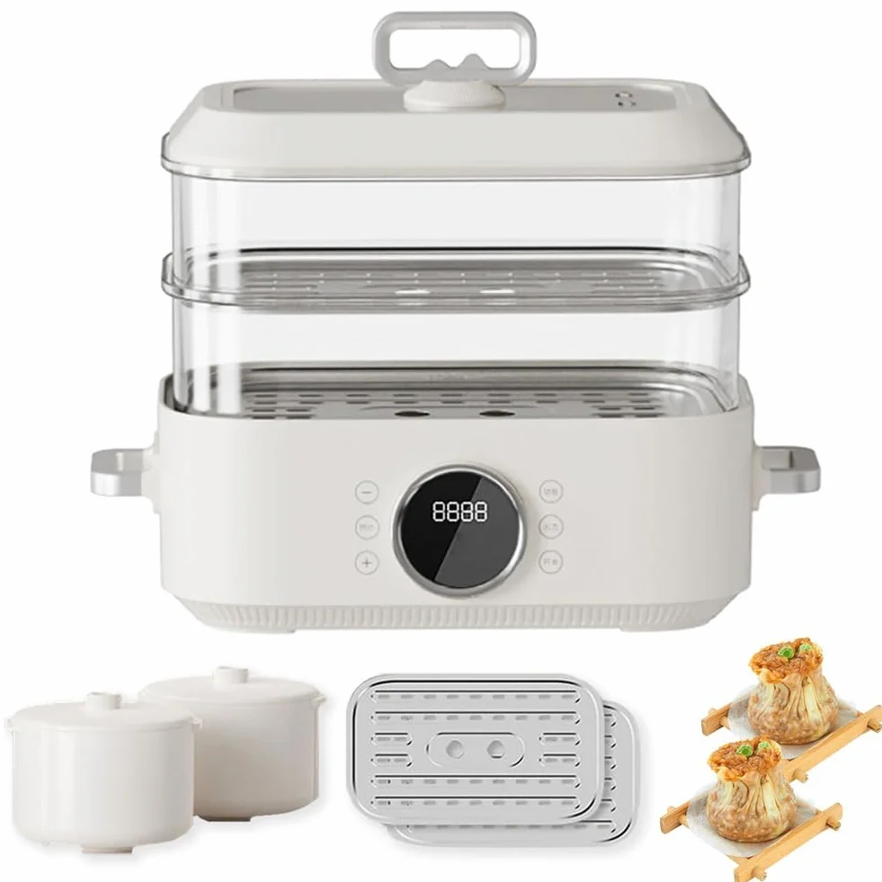 Piroscafo in Ceramica a Doppia Zona 1350W 10L Acciaio Separazione Acqua Pulita/Sporca