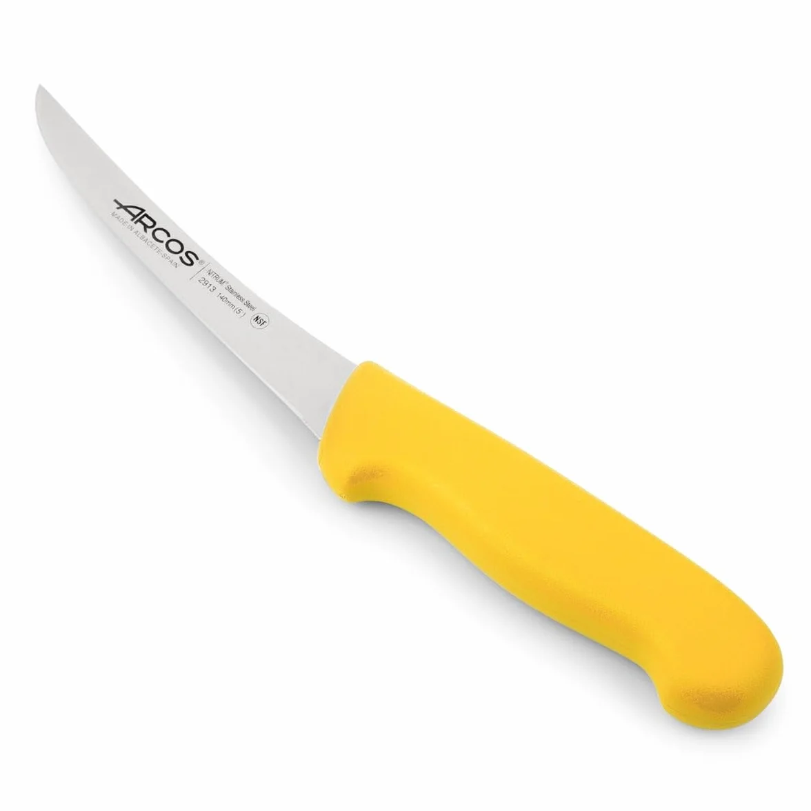 Arcos Coltello Disossatore con Lama in Acciaio Inossidabile Nitrum 140 mm – Coltello Professionale per Tagliare Ossa di Carne – Manico Ergonomico in Polipropilene, Colore Giallo, Serie 2900