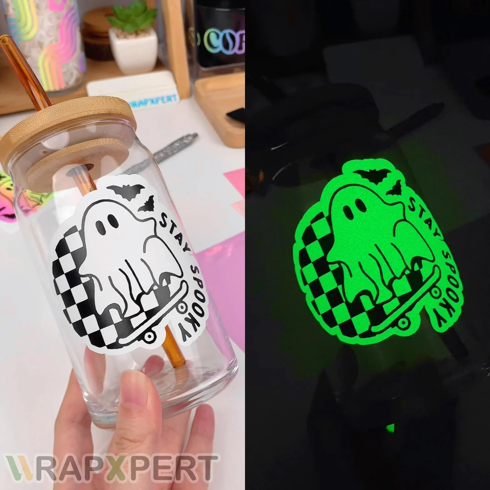 WRAPXPERT Rotolo di vinile adesivo permanente luminescente 30,5 x 1,5 m