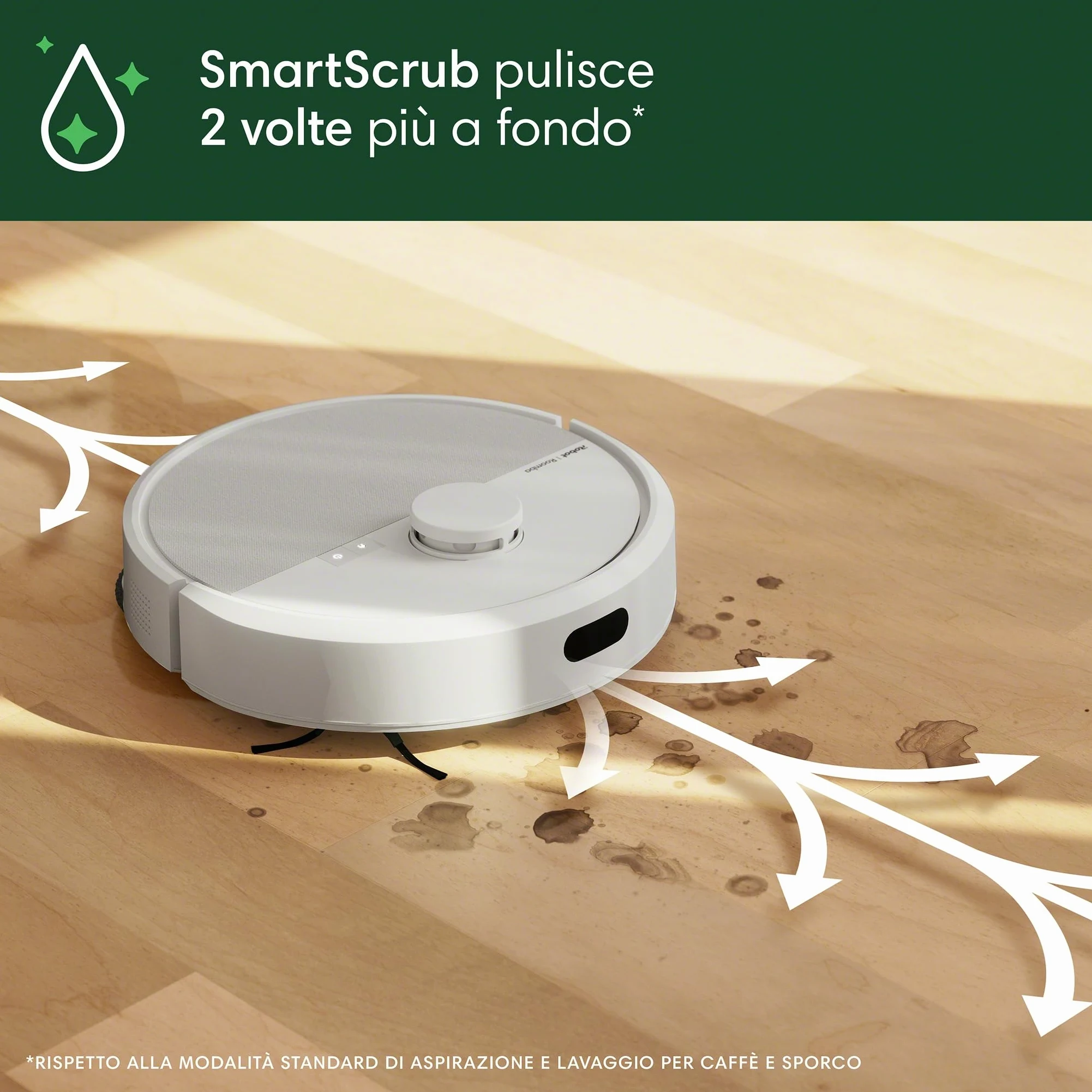 iRobot Roomba Plus 405 Combo + Stazione AutoWash, Robot Aspirapolvere Lavapavimenti, LiDAR, Rilevamento Tappeti, Previsione Pulizia Pavimento, DualClean, SmartScrub, Controllo Vocale e App, Bianco