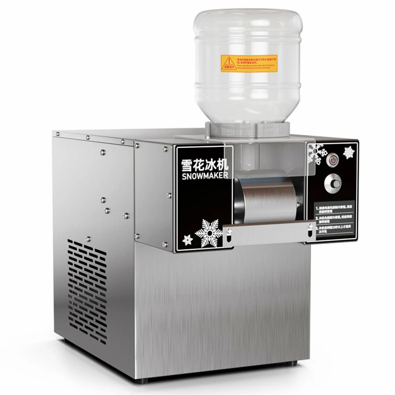 Macchina per ghiaccio a fiocchi di neve, macchina elettrica per ghiaccio tritato, raffreddamento rapido, materiale in acciaio inossidabile per uso alimentare, macchina per ghiaccio a fiocchi,60kg/Day