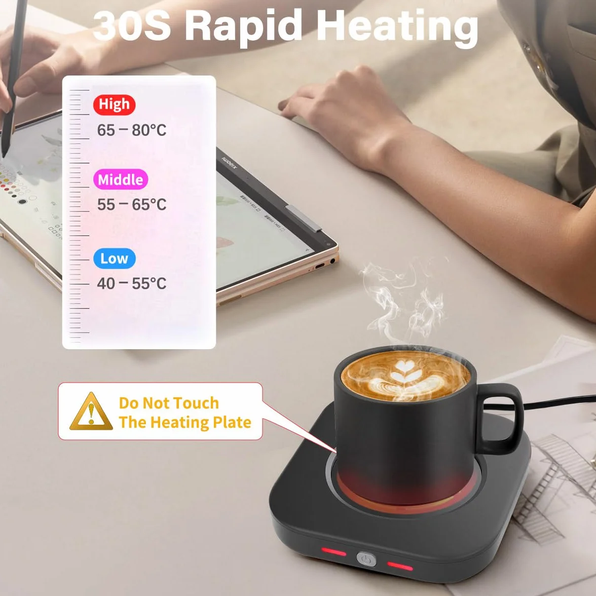 Scaldatazze elettrico da scrivania 24W con spegnimento automatico 3 impostazioni calore