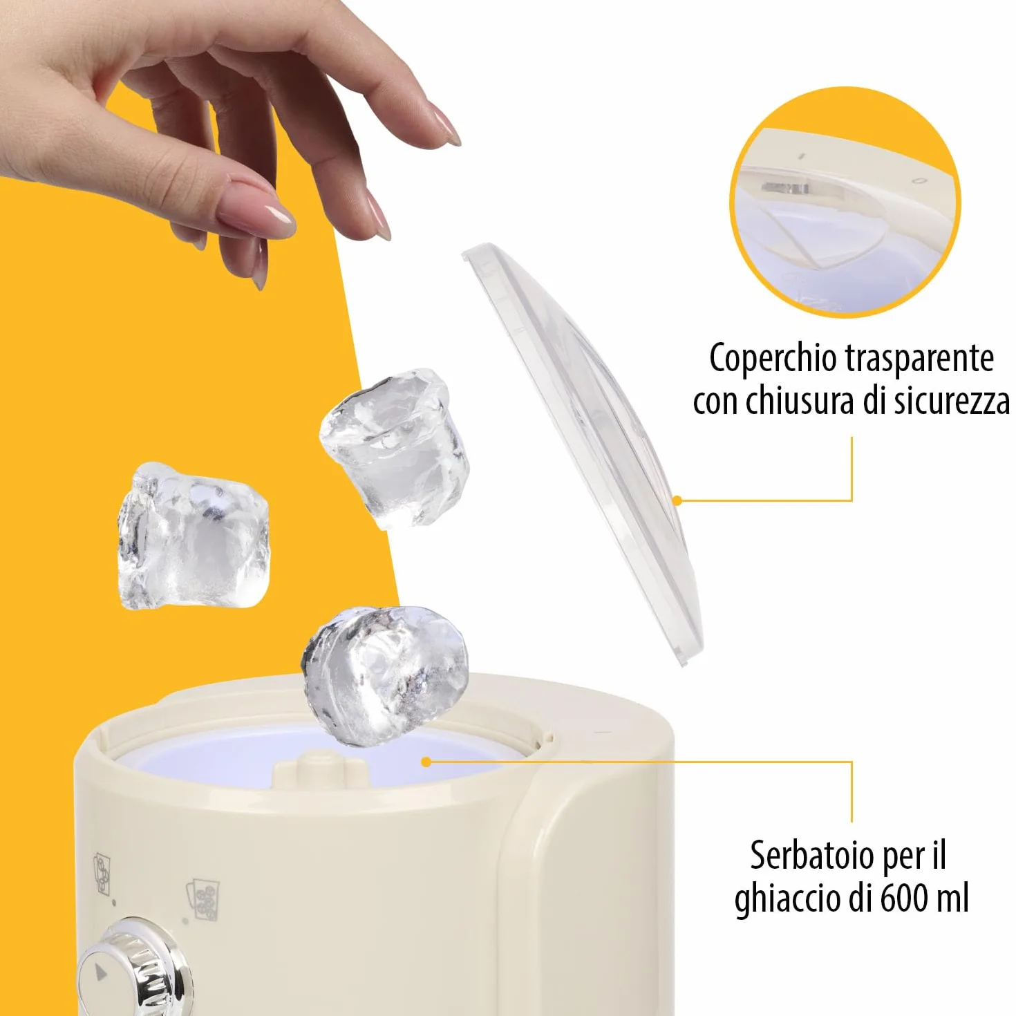 Macchina per granite Tristar KD-7310 2 dimensioni ghiaccio tritato 250g/min 1,1L 600ml