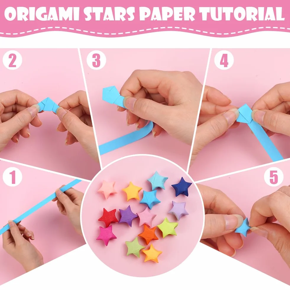 OFFCUP Carta Pieghevole 1350 Fogli Origami Paper 27 Colori Stella Fortunata
