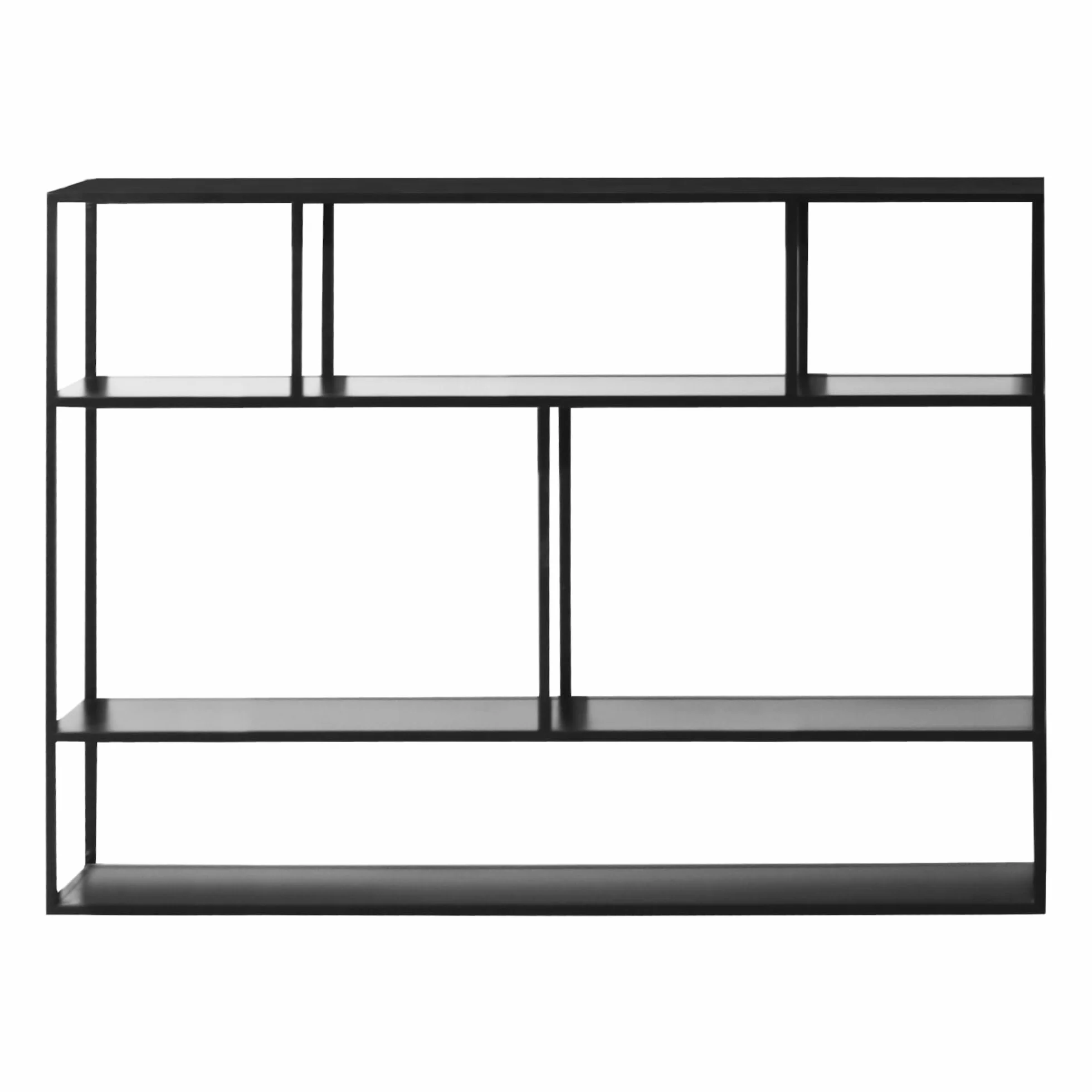 [en.casa] Scaffale da Parete con Scomparti Aperti Scaffale Pensile in Acciaio Mensola da Muro Libreria da Parete Stile Industriale 90 x 120 x 18 cm - Nero, opaco