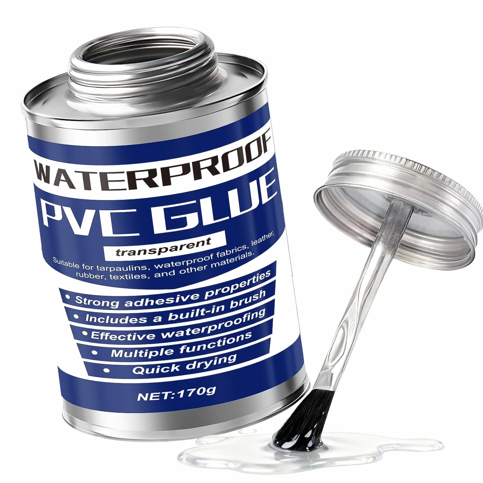 colla per Pvc, Colla per Gomma, Impermeabil Super Colla Adatto per Gommoni Nautica PVC, Tende,Impermeabile, Zaino in Tela, Resistente, 170g