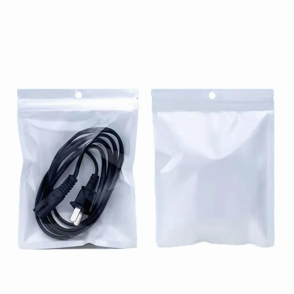 100 sacchetti in plastica bianca trasparente con chiusura lampo con foro per appendere, tacca a strappo, riutilizzabili, richiudibili, regalo, sacchetti per imballaggio per alimenti, 26 x 38 cm,Altro