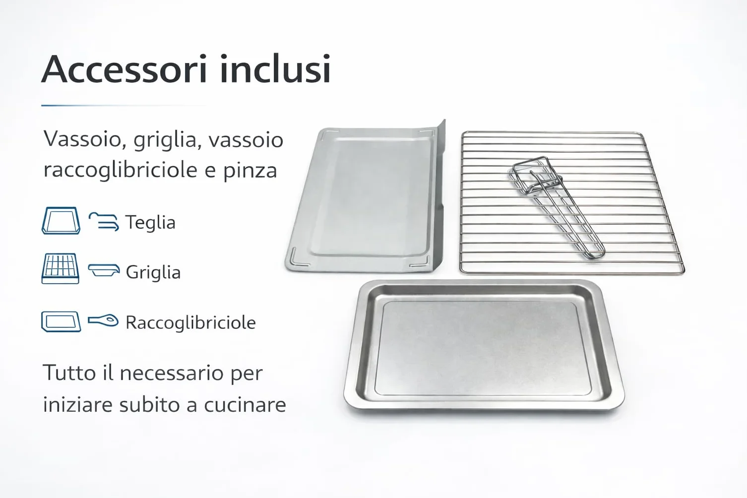 Forno Elettrico Ventilato 52L Doppio Vetro 6 Funzioni Cottura 90-230°C Timer 60 Min Luce Interna Pareti Antiaderenti