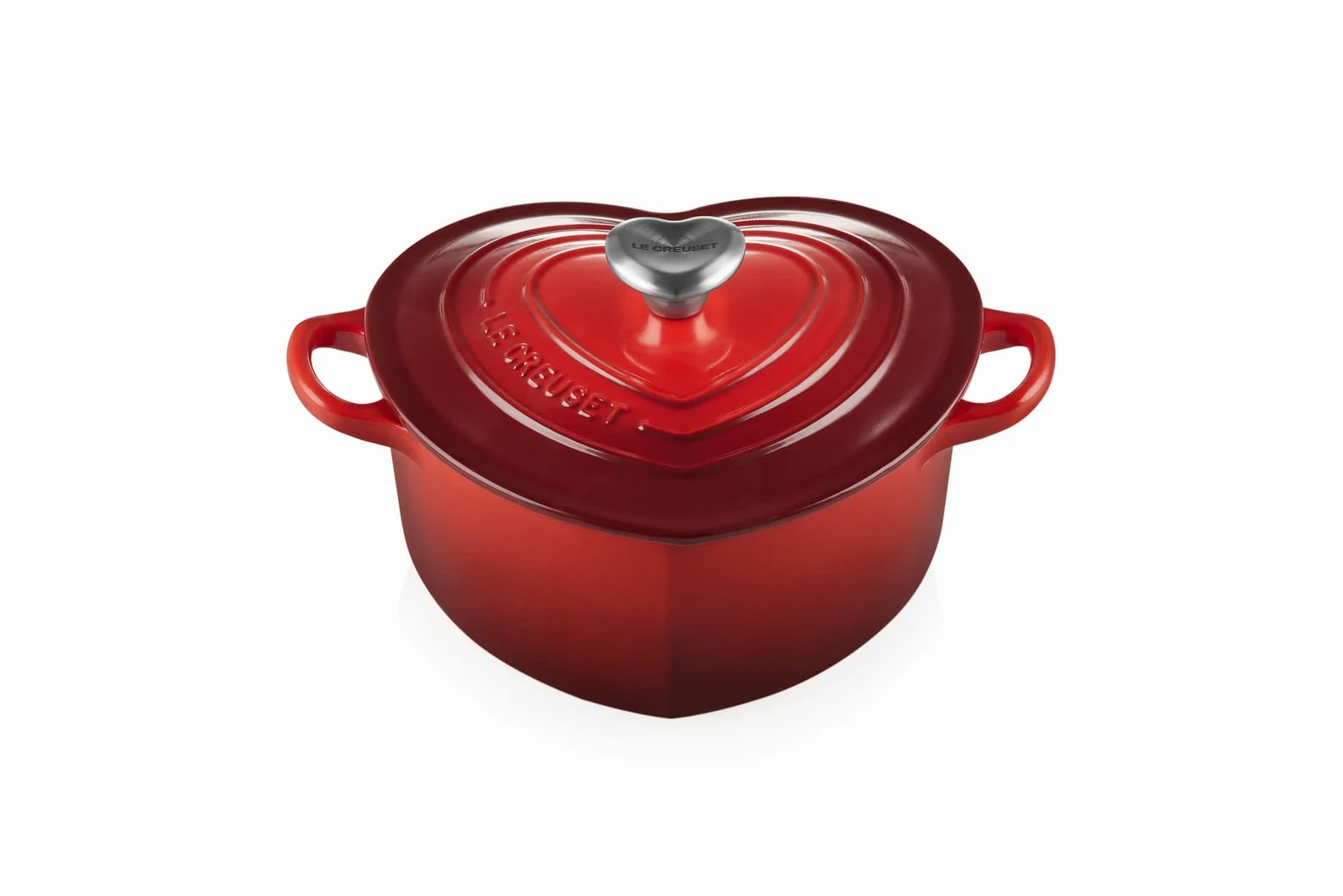 LE CREUSET Cocotte a cuore in ghisa vetrificata con pomello a cuore, 20 cm, Ciliegia, 21401200602455