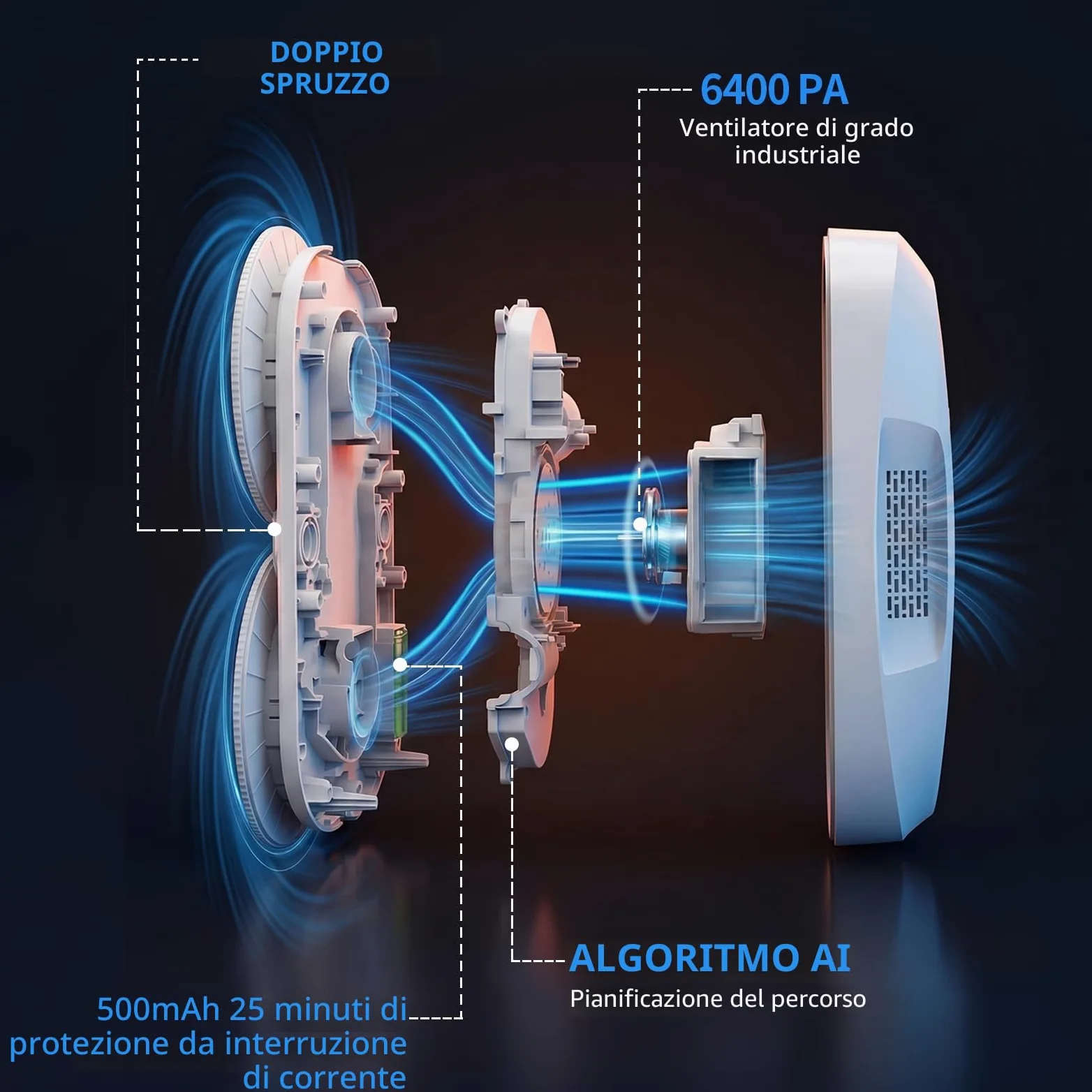 Tosima W5 Robot Lavavetri Finestre, Robot Pulisci Vetri con Doppio Spray, Telecomando, Lavavetri Automatico Sicurezza Tripla per Superfici Lisce Interni/Esterni(8 Panni)