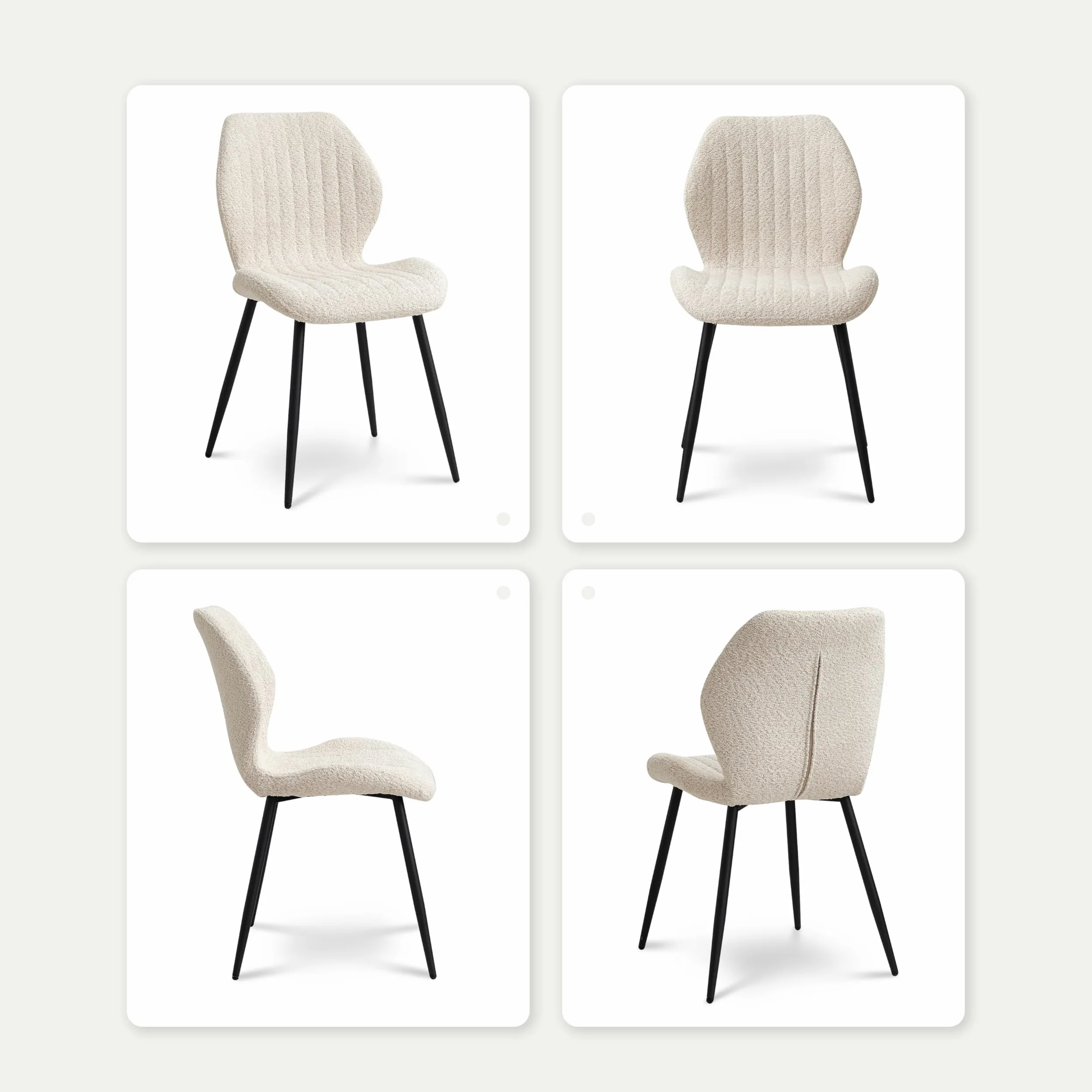 Set Tavolo e Sedie da Pranzo, Tavolo da Pranzo Rotondo da 100 * 100 * 76.5 cm e 4 Sedie Moderne in Teddy Fleece, per Sala da Pranzo, Cucina, Soggiorno, Colore Marmo-GD + Beige