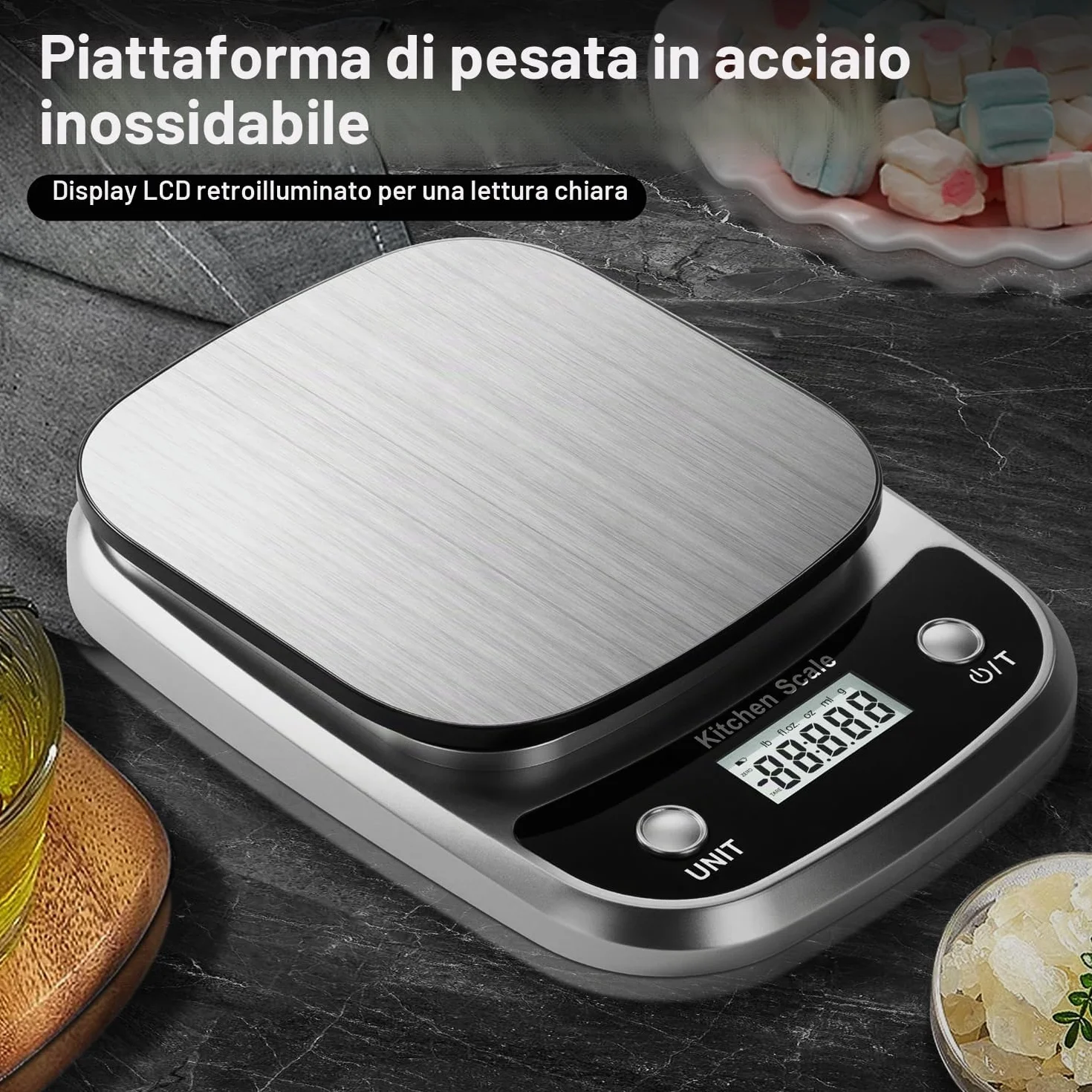 GRAM PRES Bilancia digitale da cucina per alimenti, peso in grammi e oz, bilancia professionale da 10 kg/1 g, per dimagrire e cottura al forno