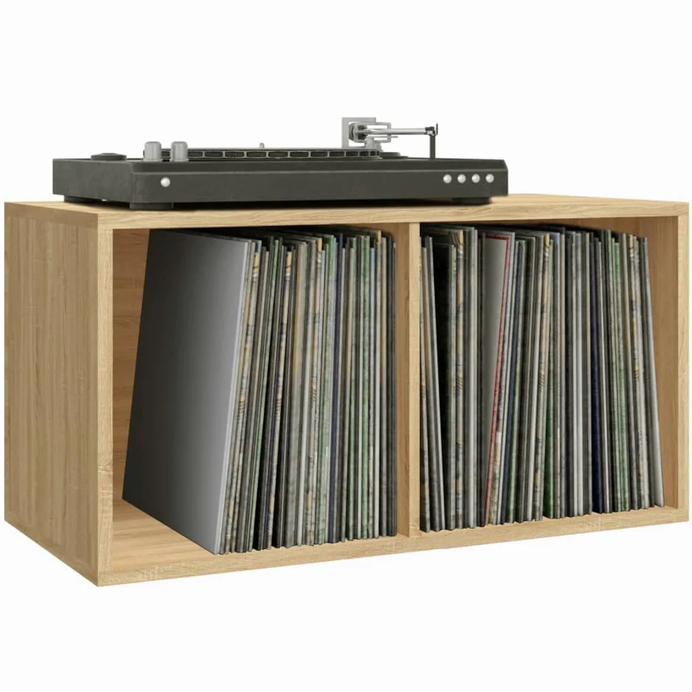 Home-Armadi & Storage,Armadi e rack di archiviazione multimediali,Scatola di immagazzinaggio in vinile Rovere Sonoma 71x34x36 cm Legno ingegnerizzato
