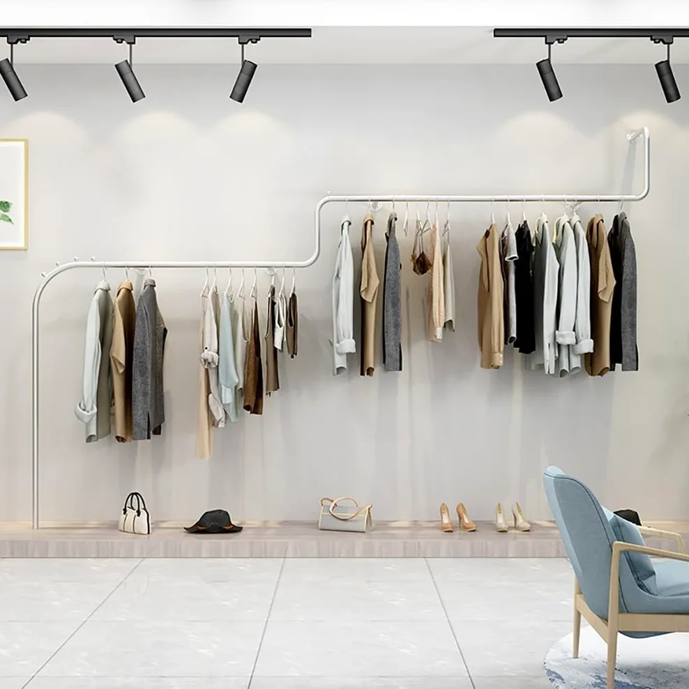 Appendiabiti da Parete Dorato, Appendiabiti da Sposa Industriale Moderno per Negozio di Abbigliamento, Espositore per Negozio di Abbigliamento Boutique Creativo