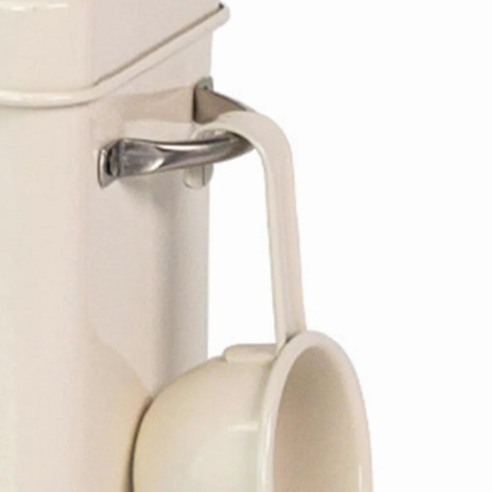 Grande contenitore di latta per bucato in polvere con cucchiaio, bianco