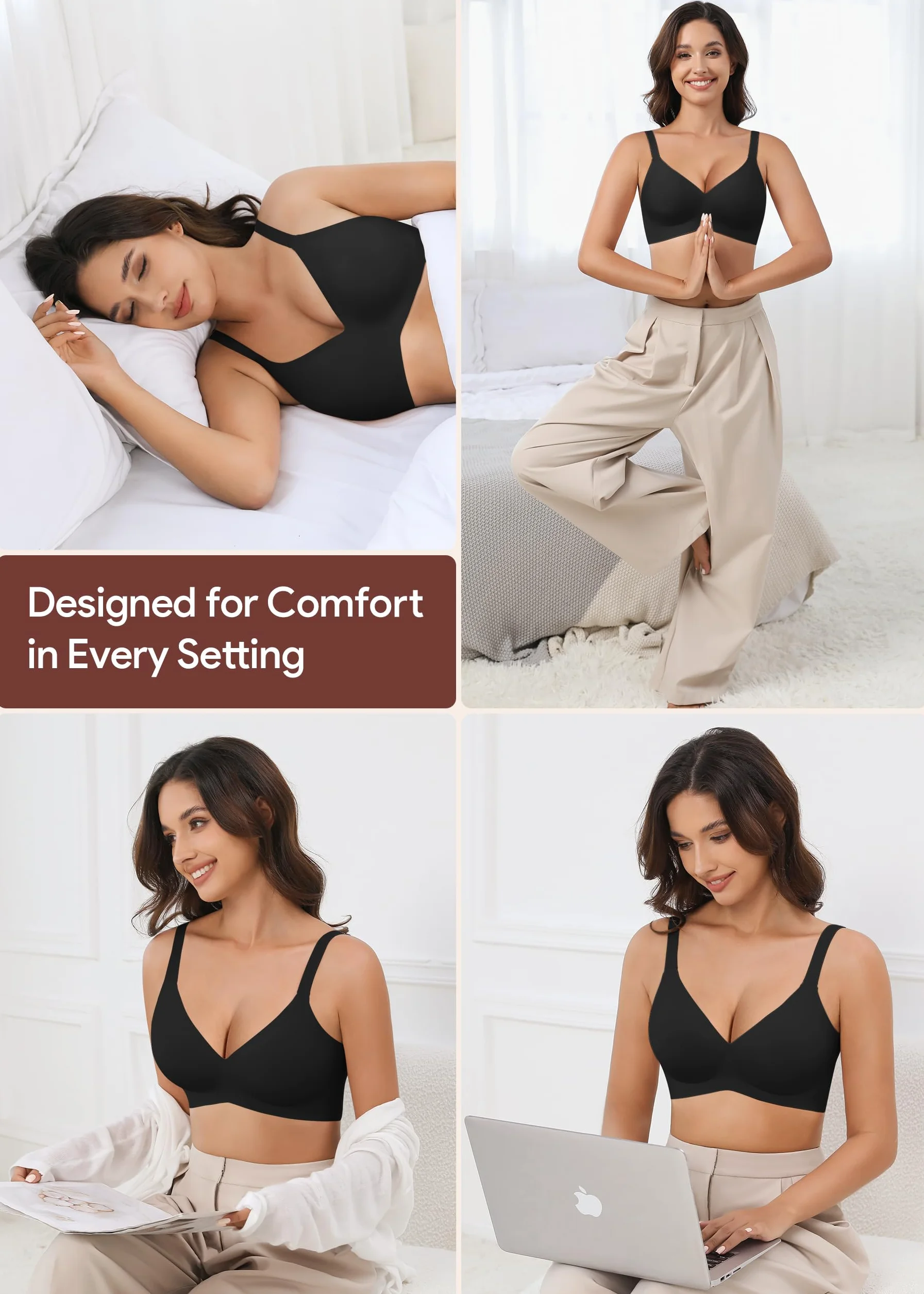 Reggiseno Senza Fili Push-up Bralette Senza Cuciture Comfort