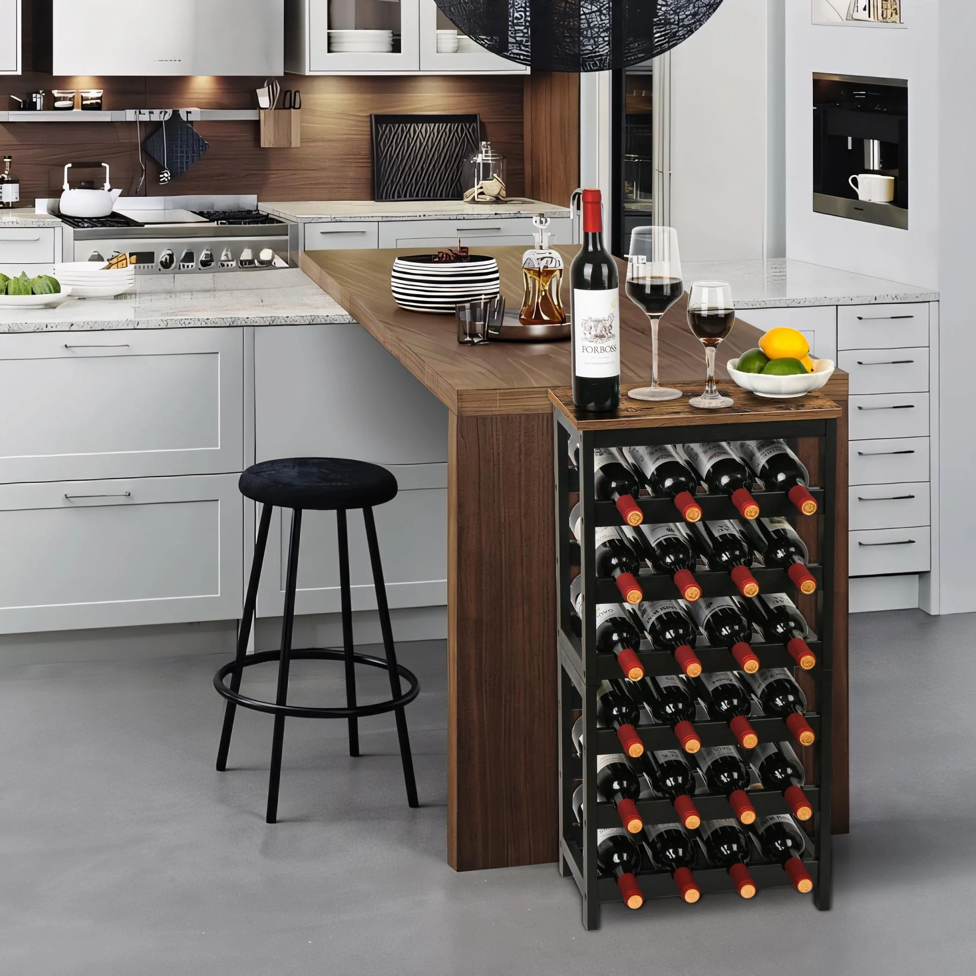 Cantinetta Portavino in Legno Bambù 24 Scomparti Vino Champagne Marrone Vintage