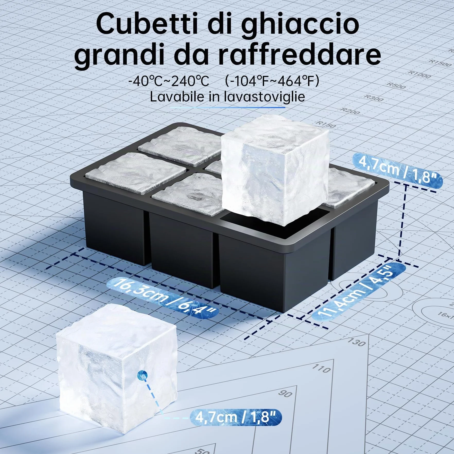 Ankway Stampo per Ghiaccio Set da 2, Silicone Senza BPA, Grande Cubetti con Coperchio, Stampi Impilabili per Whisky e Cocktail